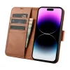 iCarer Wallet Case 2in1 iPhone 14 Pro Max bőr fliptok Anti-RFID barna tok thumbnail