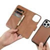 iCarer Wallet Case 2in1 iPhone 14 Pro Max bőr fliptok Anti-RFID barna tok thumbnail