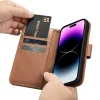 iCarer Wallet Case 2in1 iPhone 14 Pro Max bőr fliptok Anti-RFID barna tok thumbnail