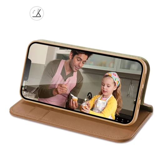 Dux Ducis Hivo Leather Flip Cover valódi bőr pénztárca kártyákhoz és iratokhoz iPhone 14 Plus barna tok - 7