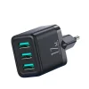 Joyroom JR-TCN02 3xUSB-A 17W 3.4A hálózati USB töltő adapter - fekete thumbnail
