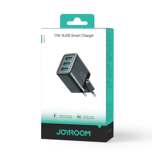 Joyroom JR-TCN02 3xUSB-A 17W 3.4A hálózati USB töltő adapter - fekete - 5
