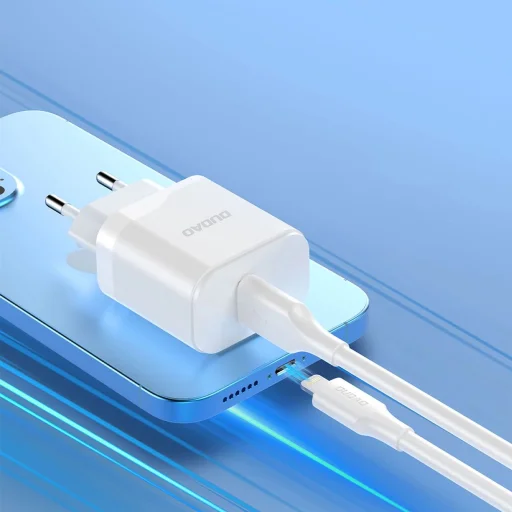 Dudao A20EU USB-A 18W hálózati töltő - fehér + USB-A - USB-C kábel - 7