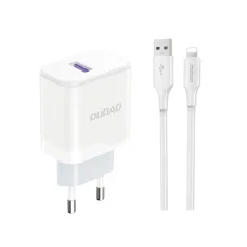 Dudao A20EU USB-A 18W hálózati töltő adapter - fehér + USB-A - Lightning kábel