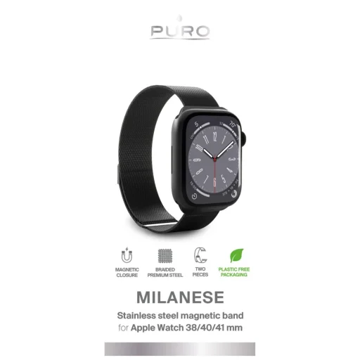 Puro 'MILANESE' szíj Apple Watch 38–40–41mm, fekete - 2