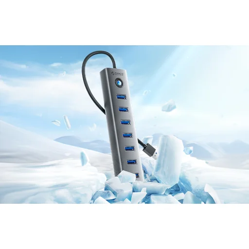 Orico USB-C átalakító 7xUSB-A 3.0 - szürke - 3