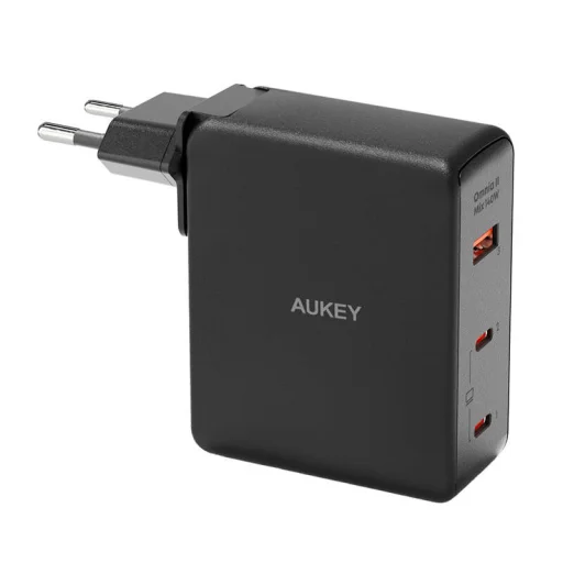Fali töltő Aukey PA-B7O, 1xUSB-A, 2xUSB-C, 140W GaN (fekete) - 1