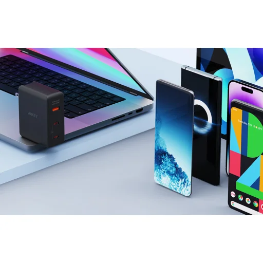 Fali töltő Aukey PA-B7O, 1xUSB-A, 2xUSB-C, 140W GaN (fekete) - 8