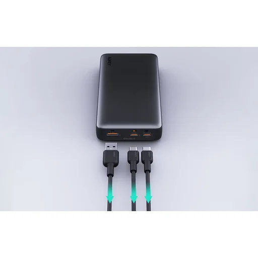 Powerbank Aukey PB-Y42, 20000mAh, 30W PD (fekete) - 7