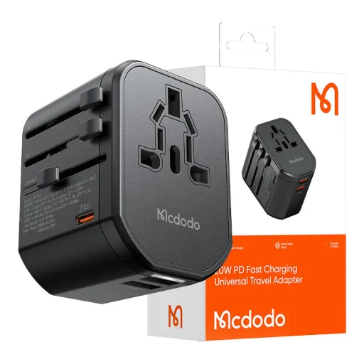 Universal wall charger Mcdodo EU/US/AU/UK CP-3471, PD 20W (fekete) - 2