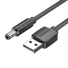 Tápellátás kábel USB 2.0 to DC 5.5mm csatlakozó 5V Vention CEYBD 0,5m (fekete) - 4