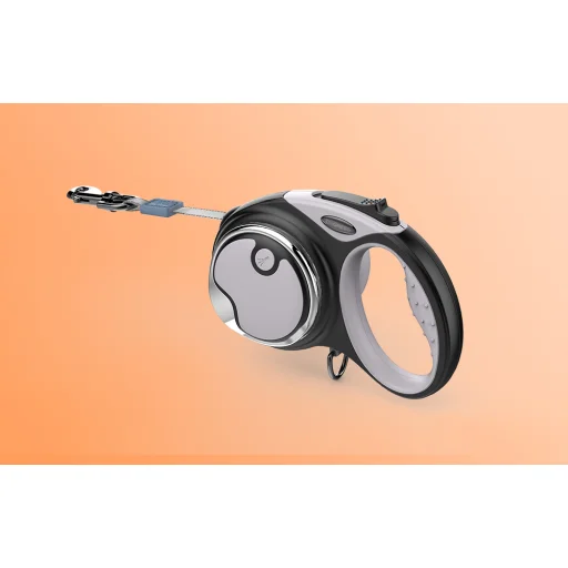 Automatikus kutyapóráz LED fénnyel és hulladékzacskókkal Dogness (szürke) - 4