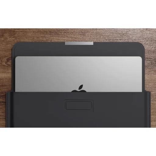 INVZI bőrtok állvány funkcióval MacBook Pro/Air 13"/14" (Fekete) tok - 4