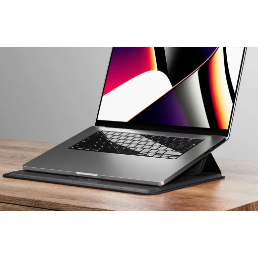 INVZI bőrtok állvány funkcióval MacBook Pro/Air 13"/14" (Fekete) tok - 5