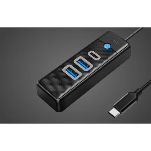 Orico USB-C - 2x USB 3.0 + USB-C Adapter Hub, 5 Gbps sebességű, 0.15m (fekete) - 3