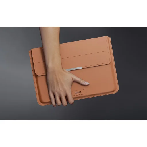 INVZI bőrtok / tartó funkcióval MacBook Pro/Air 13"/14" (Barna) tok - 2