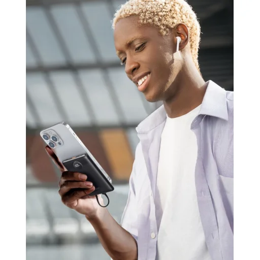 VEGER powerbank 10 000 mAh beépített kábelekkel Type C / Lightning PD QC3.0 2A 22,5W C11 (W1170) fekete - 8