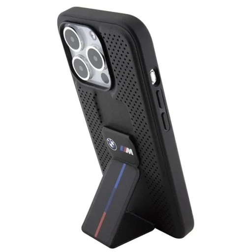  iPhone 15 Pro Max Fekete BMW Grip Stand Smooth & Perforated tok - 2
