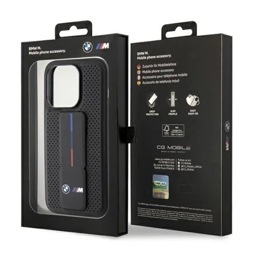  iPhone 15 Pro Max Fekete BMW Grip Stand Smooth & Perforated tok - 9
