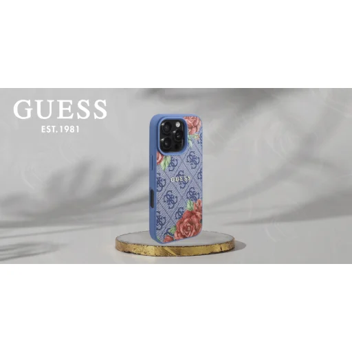  iPhone 16 Pro Max kék Guess 4G Virágmintás MagSafe tok - 8