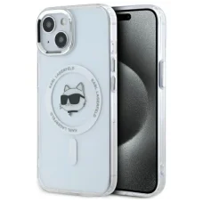  iPhone 15 Plus Fehér Karl Lagerfeld IML Metal Choupette Head MagSafe tok