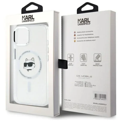  iPhone 15 Plus Fehér Karl Lagerfeld IML Metal Choupette Head MagSafe tok - 8