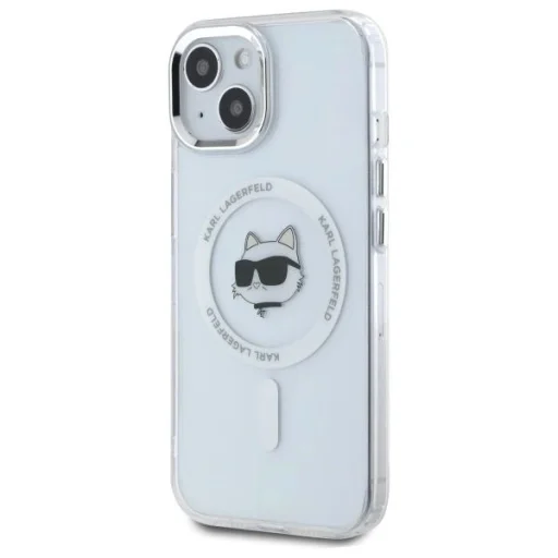  iPhone 15 Plus Fehér Karl Lagerfeld IML Metal Choupette Head MagSafe tok - 2