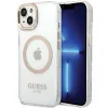 Guess Metal Outline MagSafe iPhone 15 Plus / 14 Plus tok - arany