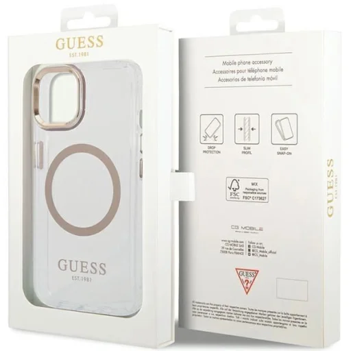 Guess Metal Outline MagSafe iPhone 15 Plus / 14 Plus tok - arany - 8