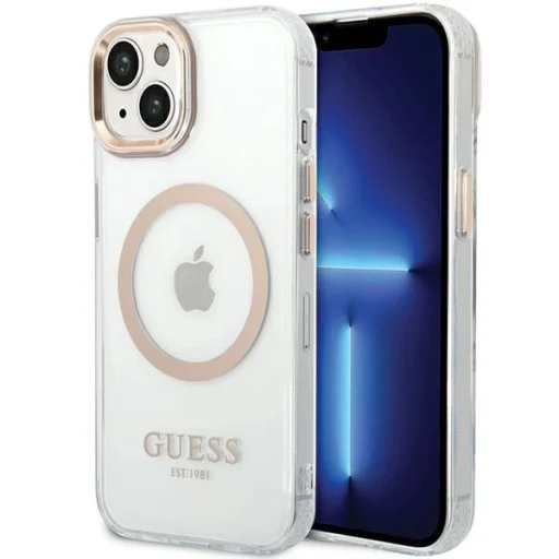 Guess Metal Outline MagSafe iPhone 15 Plus / 14 Plus tok - arany - 1