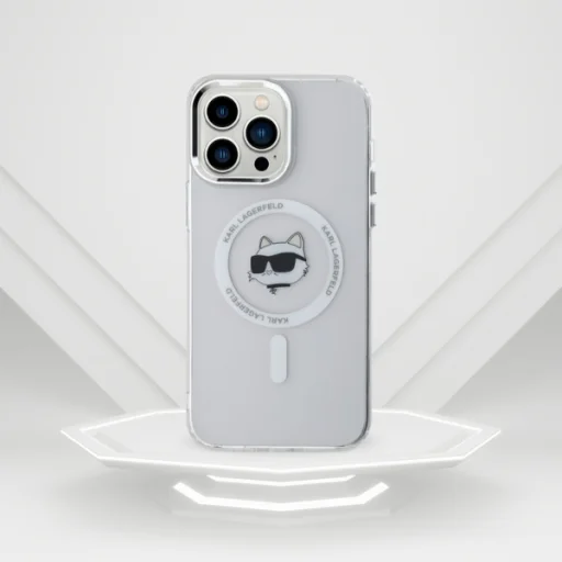 Karl Lagerfeld IML Fém Choupette Fej MagSafe iPhone 14 Pro Max tok - fehér - 11