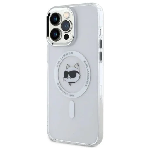 Karl Lagerfeld IML Fém Choupette Fej MagSafe iPhone 14 Pro Max tok - fehér - 2