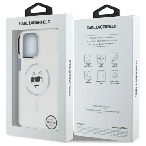 Karl Lagerfeld IML Fém Choupette Fej MagSafe iPhone 14 Pro Max tok - fehér - 8