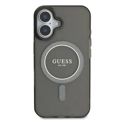  iPhone 16 Fekete Guess IML Glitter Circle MagSafe tok - 3