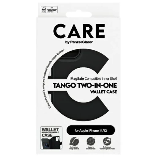 CARE by PanzerGlass Tango 2w1 pénztárcás tok MagSafe iPhone 13 / 14 - fekete tok - 4