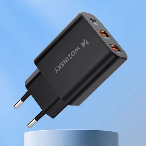 Wozinsky CWCUCB 30W USB-C / 2 x USB-A hálózati töltő - fekete - 5