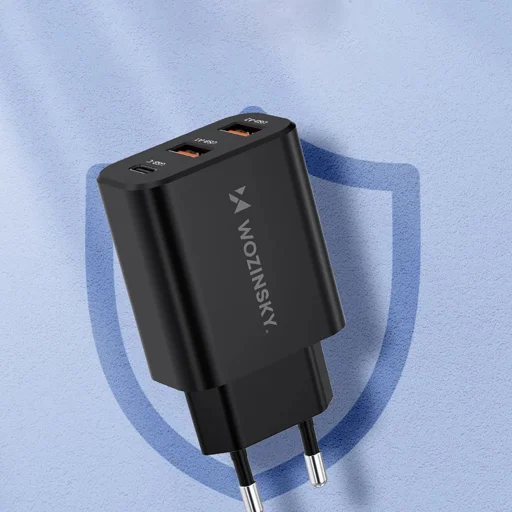 Wozinsky CWCUCB 30W USB-C / 2 x USB-A hálózati töltő - fekete - 6
