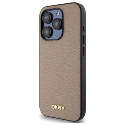  iPhone 15 Pro bézs DKNY Grained Metal Logo MagSafe tok - 2