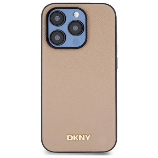  iPhone 15 Pro bézs DKNY Grained Metal Logo MagSafe tok - 3