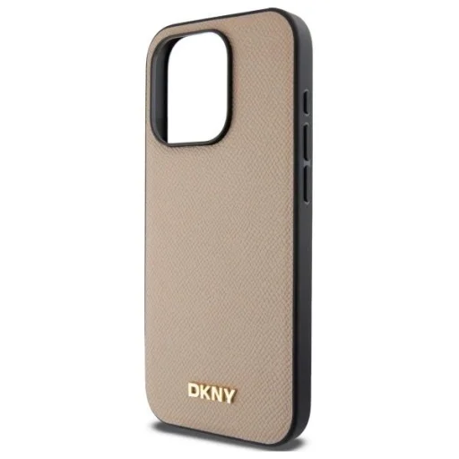  iPhone 15 Pro bézs DKNY Grained Metal Logo MagSafe tok - 6
