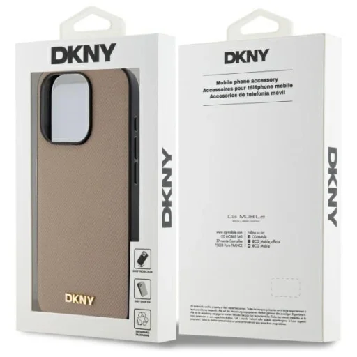  iPhone 15 Pro bézs DKNY Grained Metal Logo MagSafe tok - 8