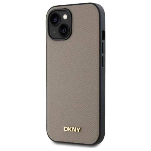  iPhone 15 bézs DKNY Grained Metal Logo MagSafe tok - 2