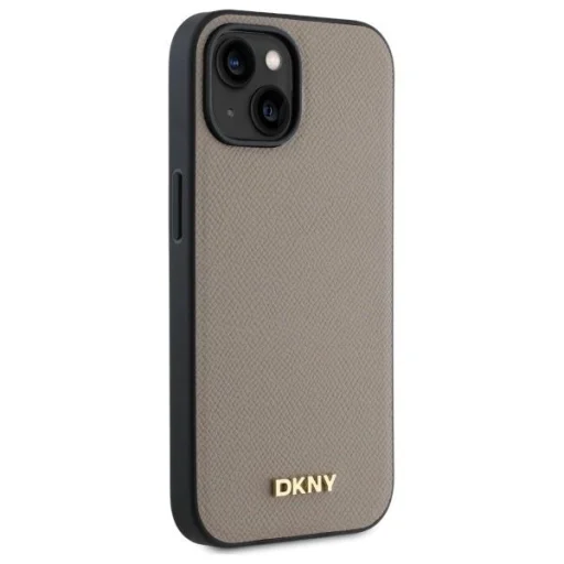  iPhone 15 bézs DKNY Grained Metal Logo MagSafe tok - 4