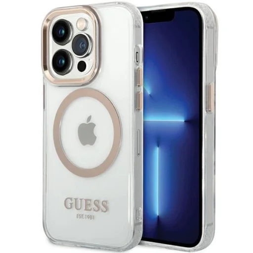 Guess Metal Outline MagSafe iPhone 15 Pro tok - arany - 1