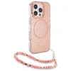  iPhone 16 Pro Max rózsaszín Guess IML Flowers Allover Electro gyöngypántos MagSafe tok thumbnail