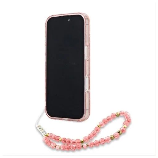  iPhone 16 Pro Max rózsaszín Guess IML Flowers Allover Electro gyöngypántos MagSafe tok - 4