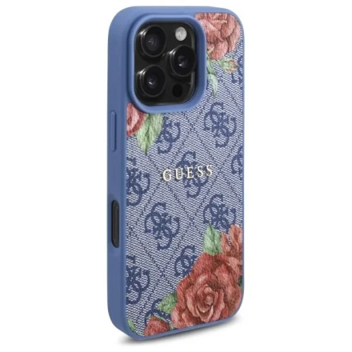  iPhone 16 Pro kék Guess 4G Flowers Print MagSafe tok - 4