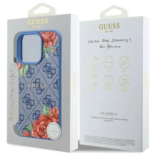  iPhone 16 Pro kék Guess 4G Flowers Print MagSafe tok - 8
