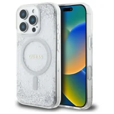  iPhone 16 Pro Ezüst Guess Resin Gradient Glitter MagSafe tok