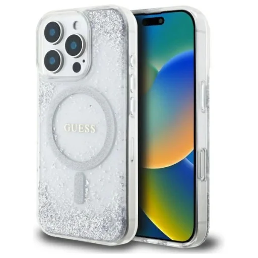  iPhone 16 Pro Ezüst Guess Resin Gradient Glitter MagSafe tok - 1